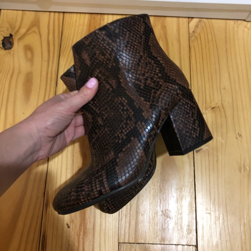 Snakeskin booties